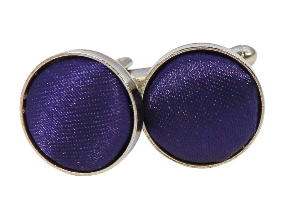 
  
purple round satin fabric shiny cufflinks 

