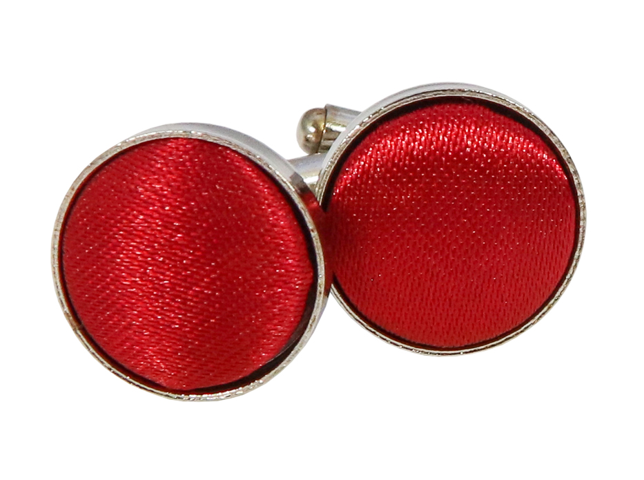 
  
red round satin fabric shiny cufflinks 

